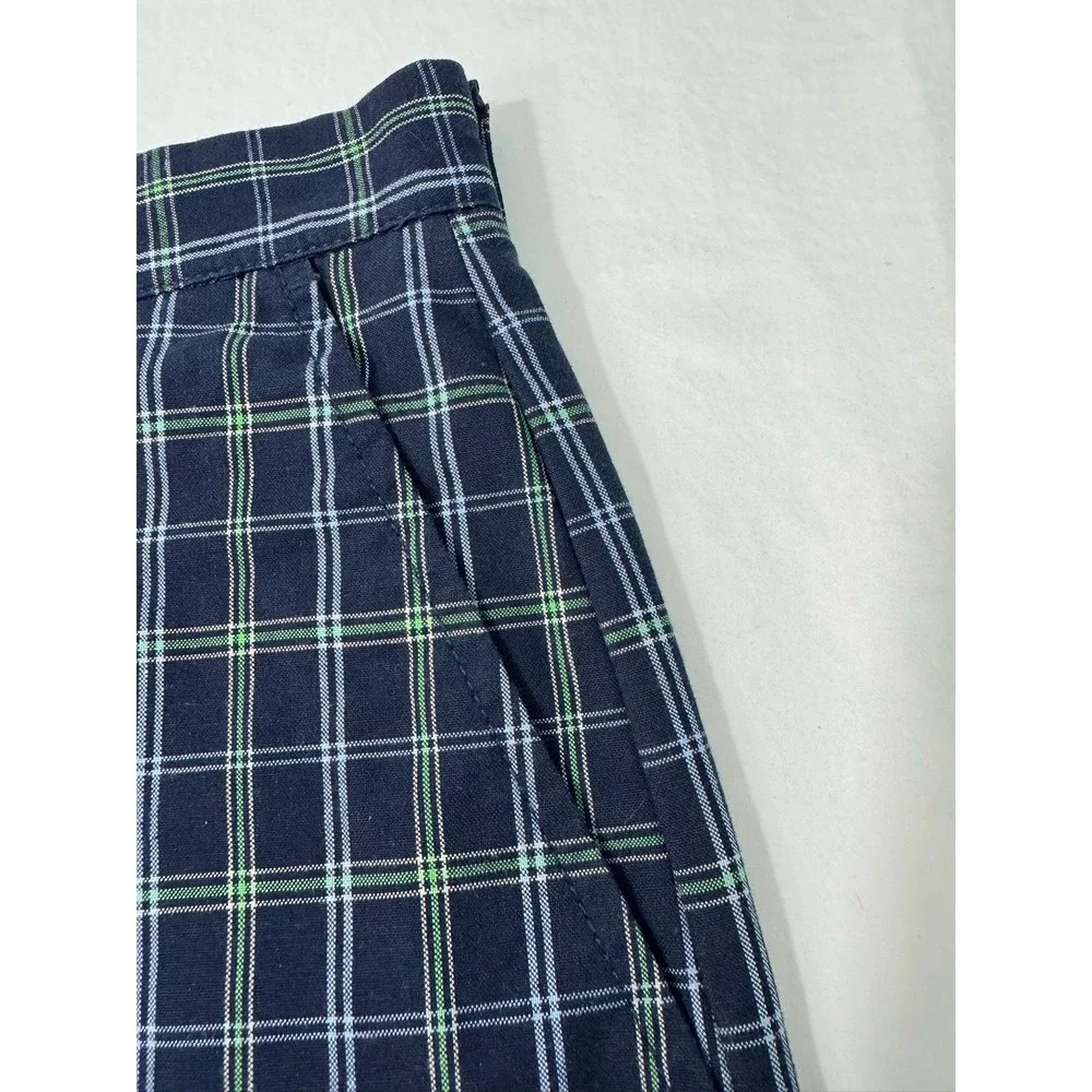 IZOD XFG Plaid Golf Shorts Mens 34 Navy Blue Lime Green Cotton Blend